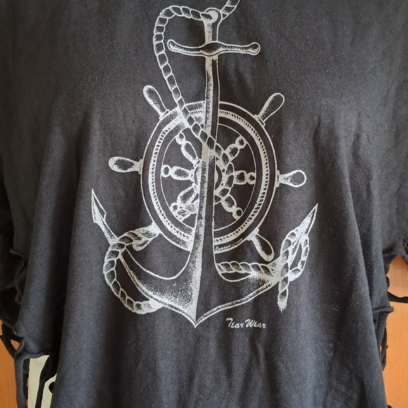 Black Fringe Anchor Swim Coverup / t-shirt - Picture 5 of 8